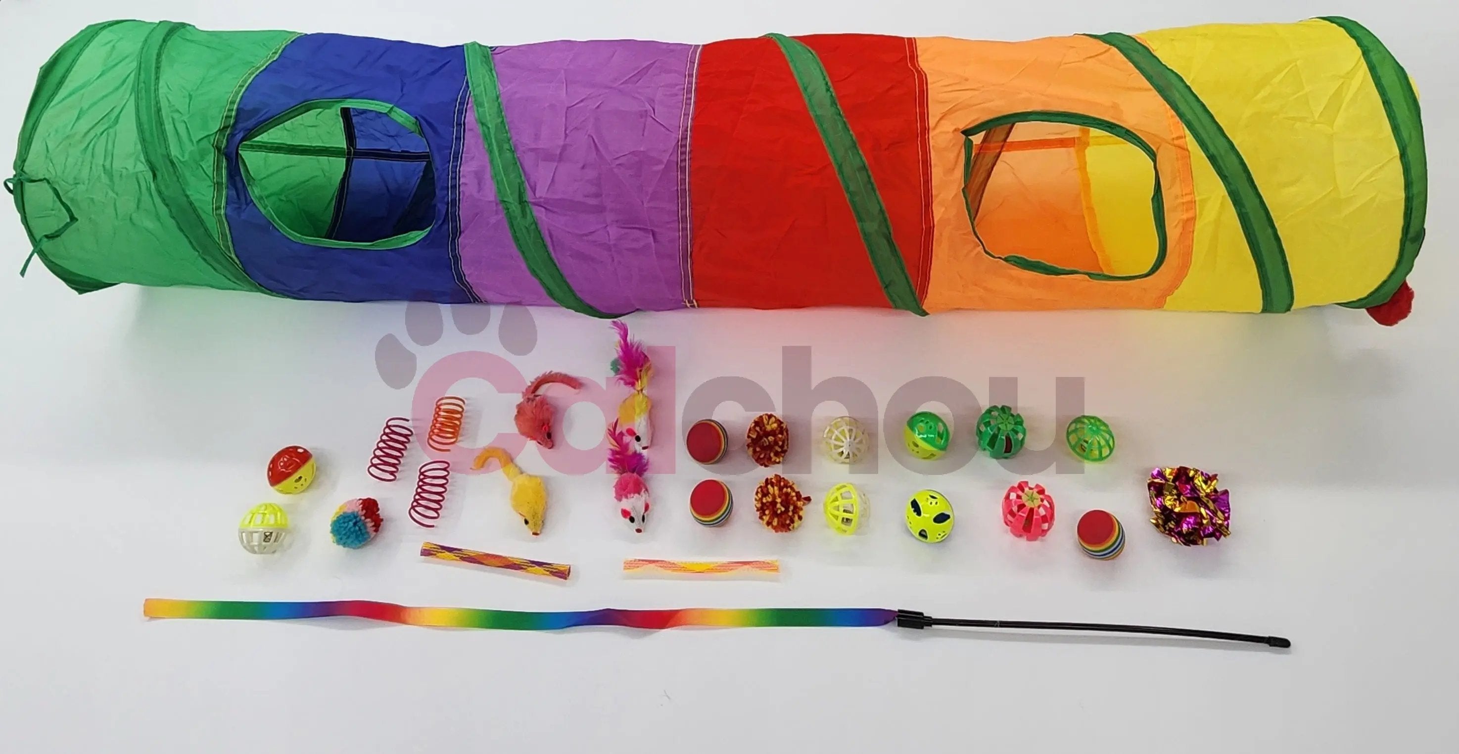 Lot de jouets avec tunnel pour chats Calchou