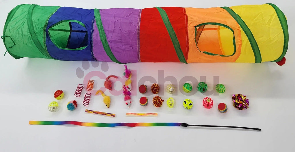 Lot de jouets avec tunnel pour chats Calchou